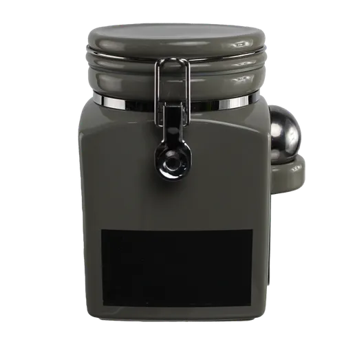 Moon Grey Ceramic Canister With Spoon - Medium