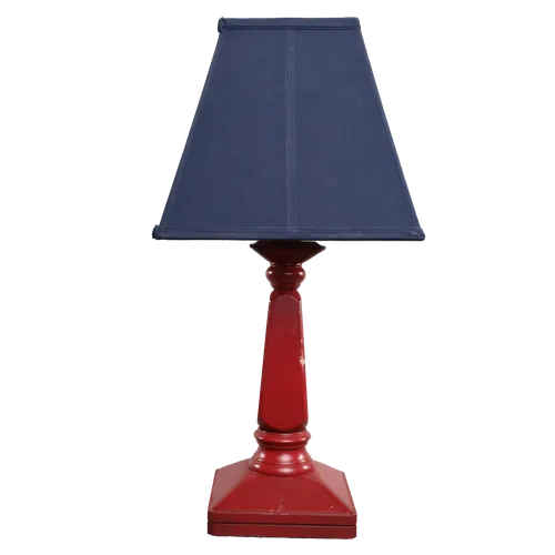 Auburn Stained Wooden Table Lamp With Blue Shade