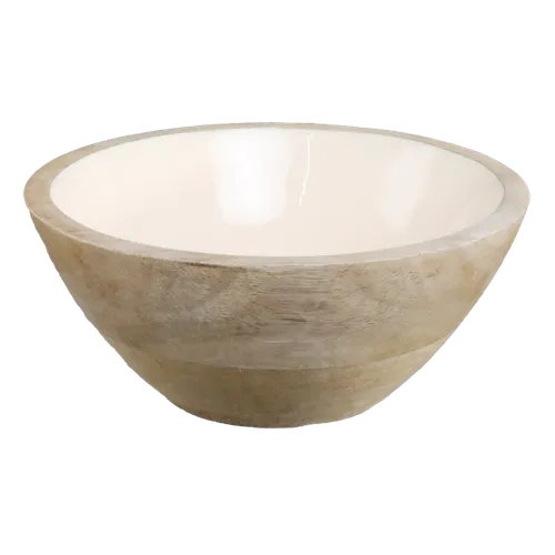Cream Gloss Wood Serving Bowl