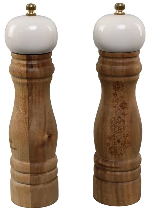 Wood & White Salt & Pepper Set 