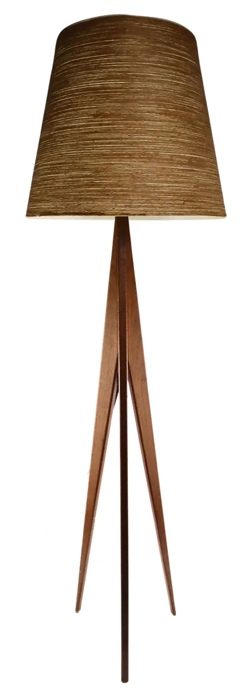 Vintage Teak Tripod Lamp With Fibreglass Shade