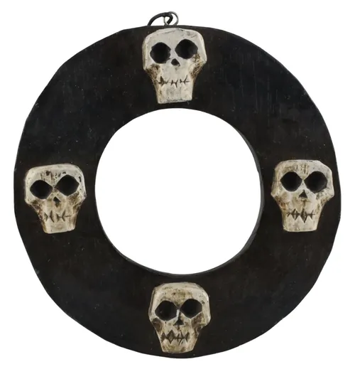 Carved Wood Skull Wall Hanging