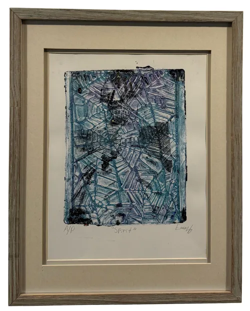 Spirit Cellular Composition Abstract Print In Wood Frame
