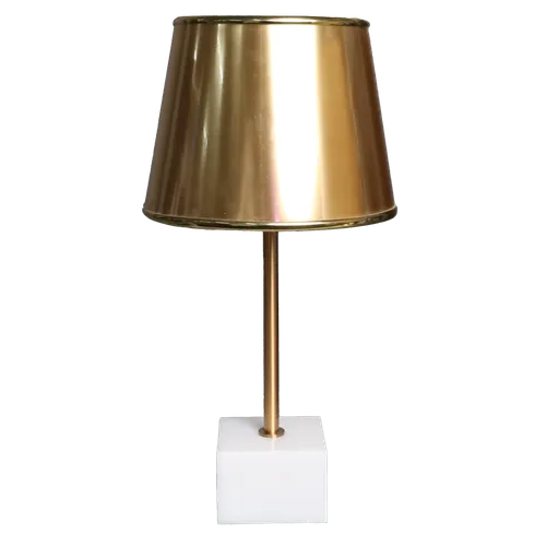White Marble Base With Gold Stem & Shade Table Lamp