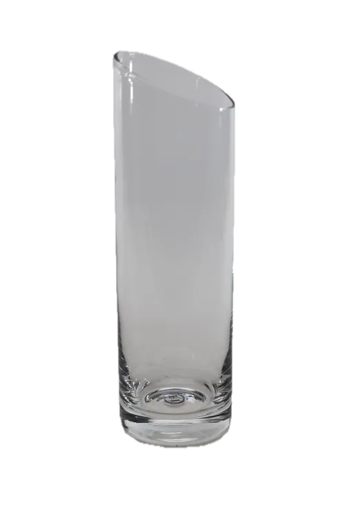 Angle Cut Lip Clear Glass Vase