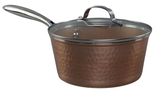 Hammered Copper 2.5qt Saucepan With Lid