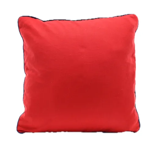 Crimson Glory Red With Solid Oxford Blue Back Throw Pillow