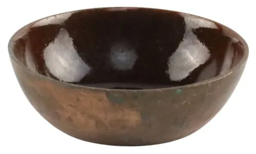 Copper Pinch Bowl With Brown Enamel
