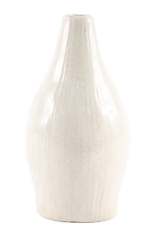 Beige Crackle Pear Shaped Ceramic Vase