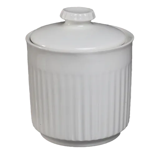 French Pleat White Sugar Bowl With Lid