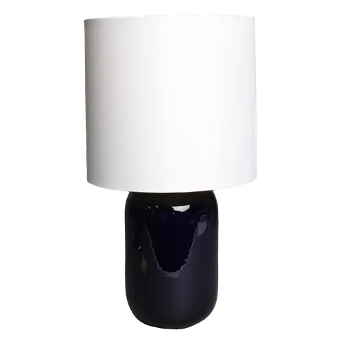 Midnight Blue High Gloss Pellet Table Lamp With White Shade