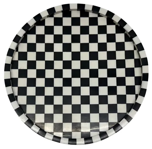 Black & White Round Serving Tray