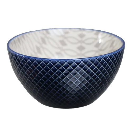 Navy Blue Harlequin Small Bowl