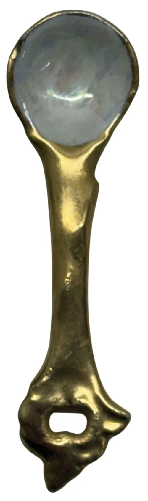 Gold Gilt & Mother Of Pearl Condiment Spoon