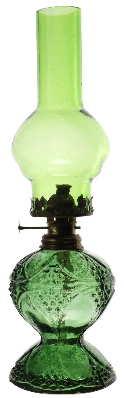 Antique Green Glass Oil Lamp