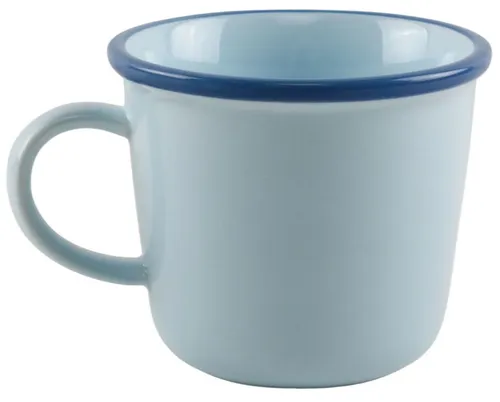 Light Blue Ceramic Mug With Navy Blue Trim