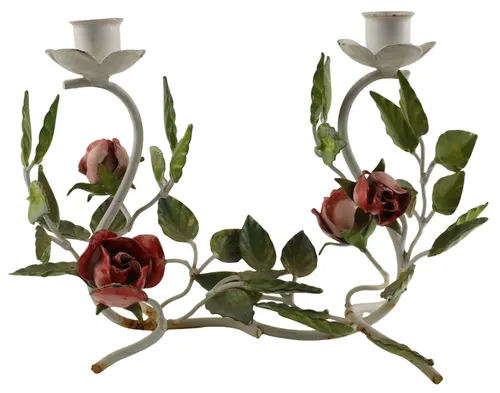 Metal Rose Leaf Candle Holder
