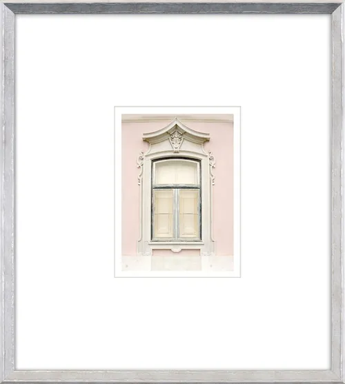 Pink Pastel Architectural Window Photograph With Silver Frame