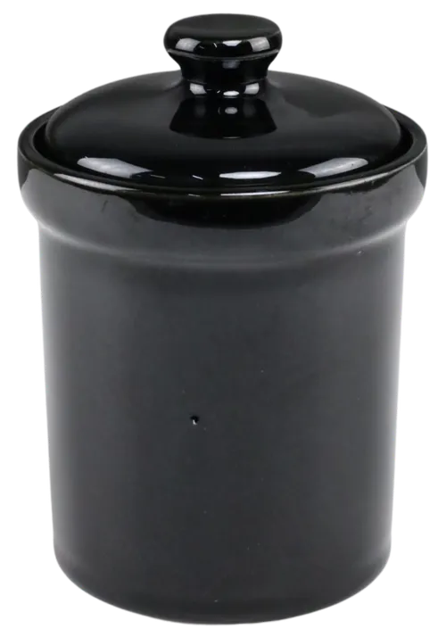Gloss Black Ceramic Canister With Lid - Small