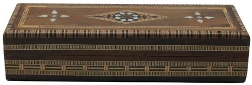 Wooden Rectangular Box With Marquetry & Mother Of Pearl Inlay