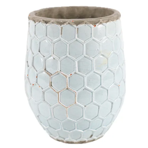 Pale Blue Honeycomb Ceramic Vase - Small
