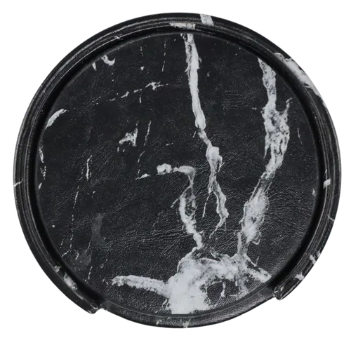 Black Marble Leather Coaster Set 