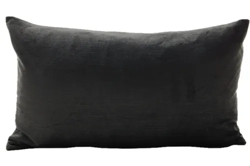 Solid Black Velvet Throw Pillow