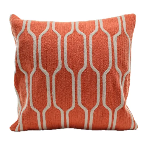 Mid Century Burnt Sienna Orange With Solid Three Bottom Cream Back Throw Pillow