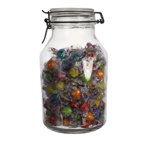 Clear Glass Canister With Multicolour Gum Balls