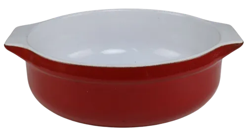 Red Stoneware Baking Dish With White Interior