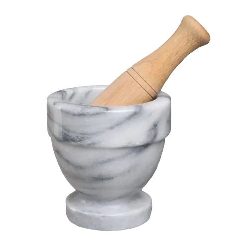 White Veined Marble Mortar & Pestle