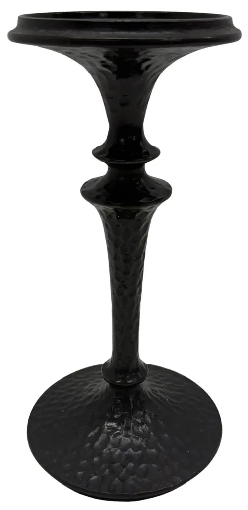 Black Hammered Metal Candle Holder - Large