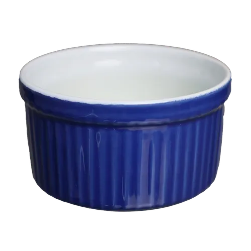Navy Blue Vertical Stripe Ceramic Ramekin