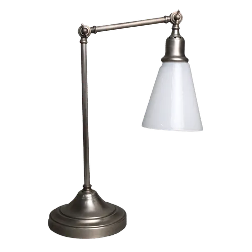 Brushed Nickel Desk Lamp With Frosted Glass White Shade