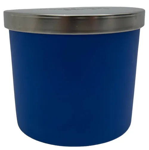 Blue Glass Jar Candle With Silver Lid