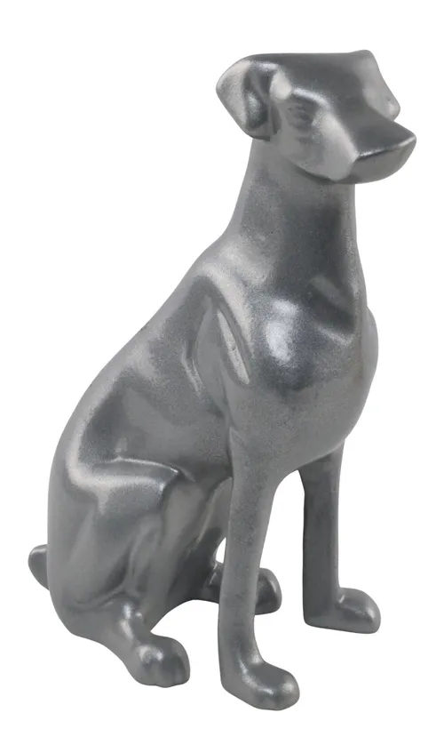 Matte Aluminum Sitting Dog