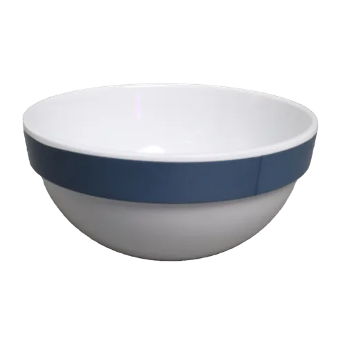 White Melamine Bowl With Blue Rim
