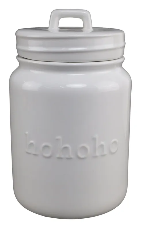 White Ceramic Ho Ho Ho Cookie Jar