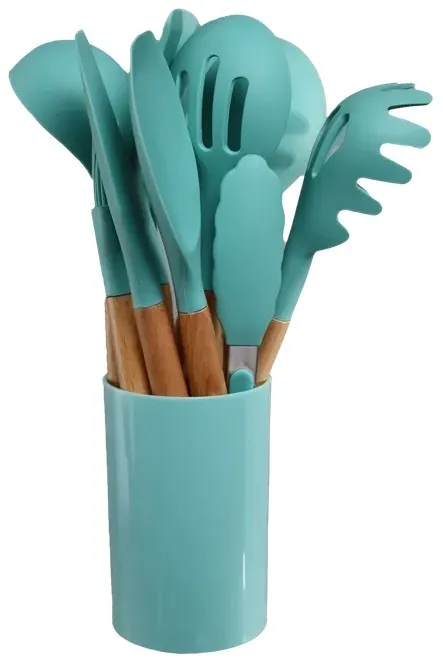 Peacock Blue Utensil Holder With 11 Matching Utensils