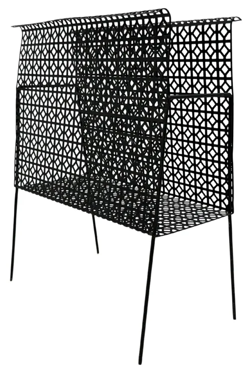Vintage Black Metal Geometric Starburst Magazine Holder