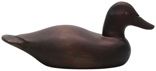 Dark Wood Duck Decoy With Glass Eyes