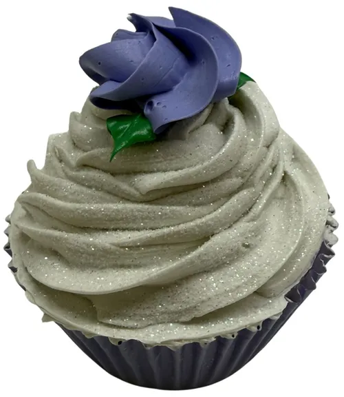 Artificial Vanilla Glitter & Blue Frosting Cupcake