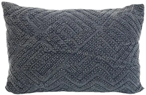 Blue Denim Embroidered Squiggle Pattern Throw Pillow