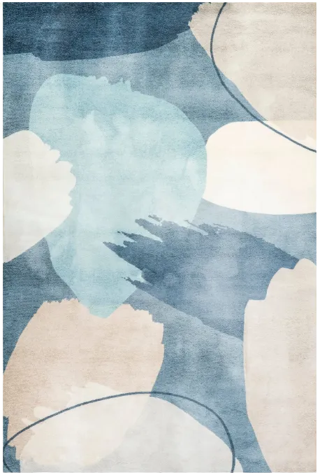 Blue Abstract Area Rug 4' W x 6' L 