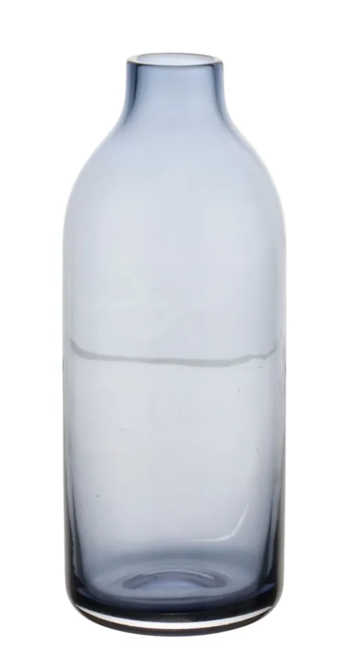 Clear Blue Glass Tall Bottle Vase
