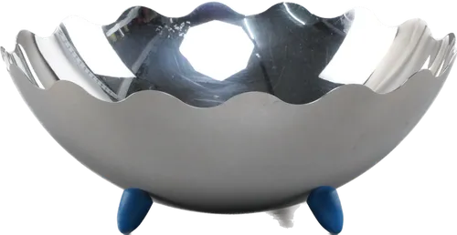 Blue Footed Stainless Steel Scalloped Serving Bowl
