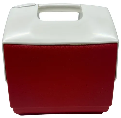 Red & White Cooler With Handle