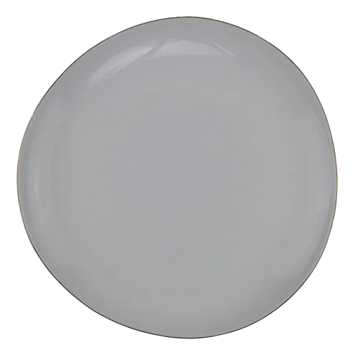 White Irregular Dinner Plate With Gold Rim