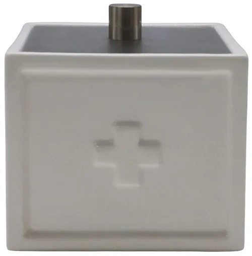 White Cross Ceramic Container With Stainless Lid