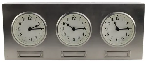 Silver 3 Time Zone Clock